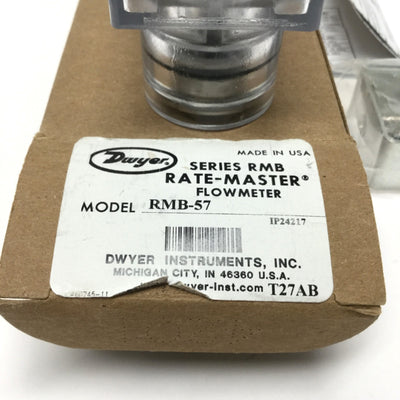 New – Open box Dwyer RMB-57 Rate Master Air Flow Meter 5", 60-600SCFH, 1/4" NPT