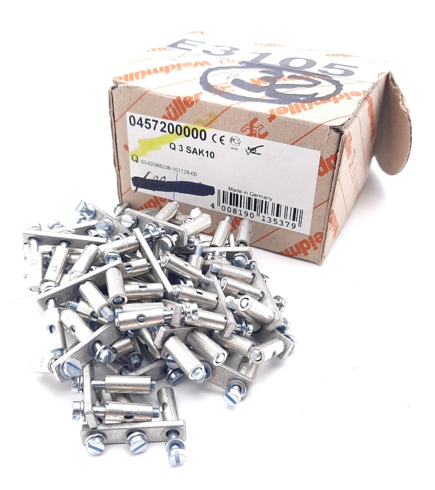 New Lot of 32 Weidmuller 0457200000 Screw Style Jumper 3 Pole 6.0mm Pitch