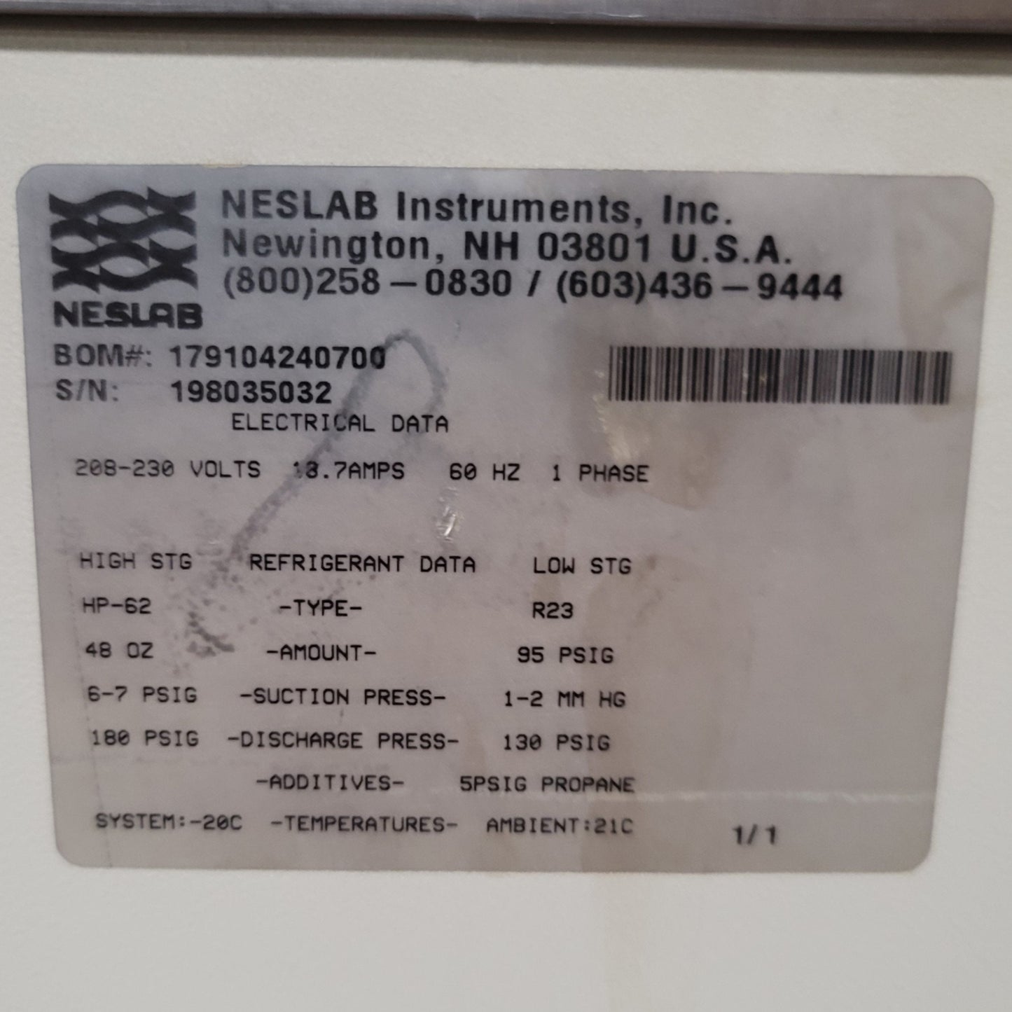 Used Neslab ULT-95 Ultra Low Temperature Refrigerated Bath Circulator -30 to -90°C
