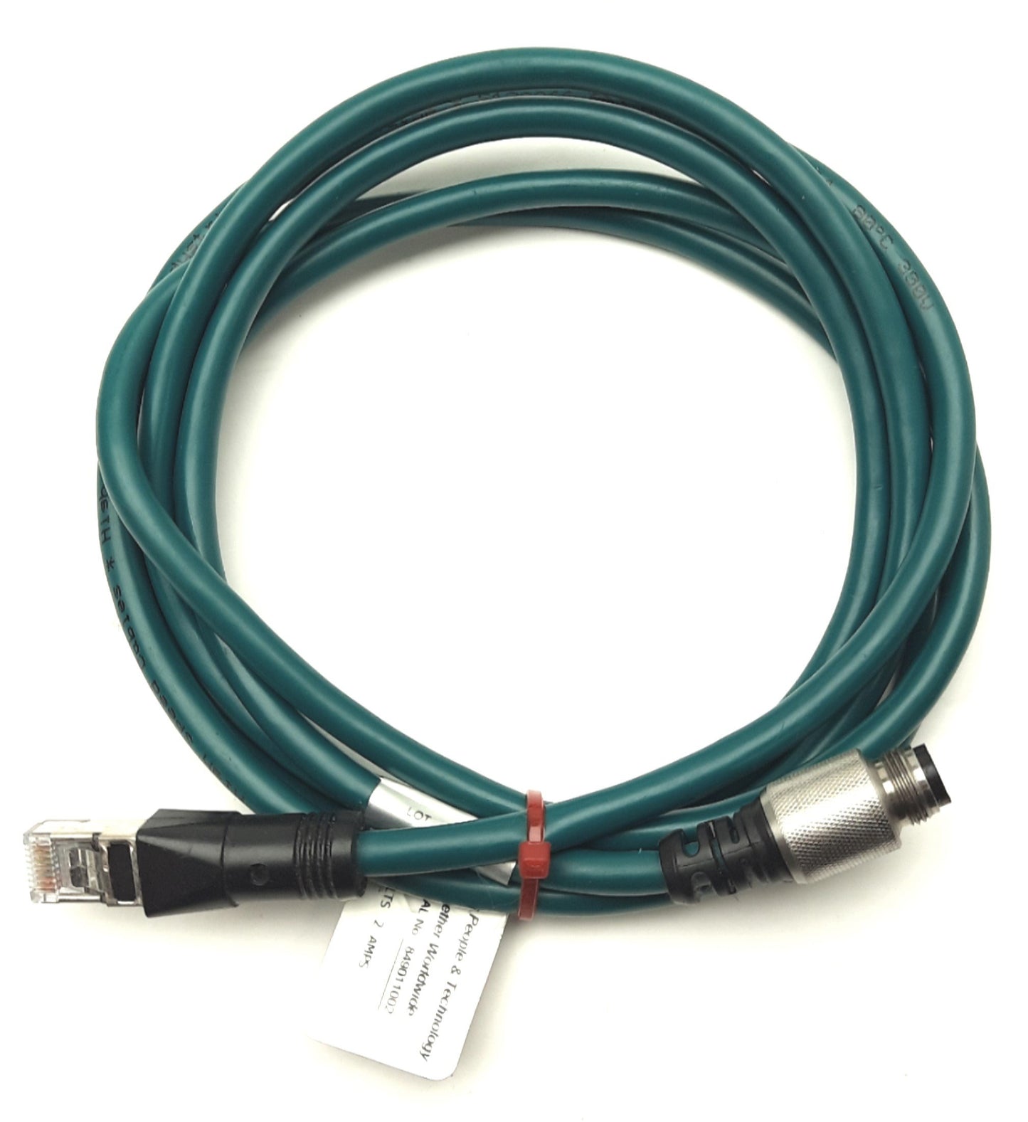 Used Cognex 185-0252 Camera Ethernet Cable, M12 8-Pin Male to Ethernet, 2m Long