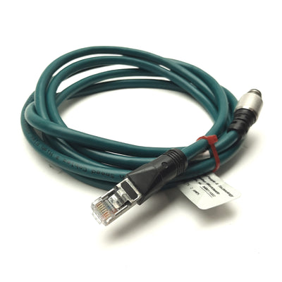 Used Cognex 185-0252 Camera Ethernet Cable, M12 8-Pin Male to Ethernet, 2m Long