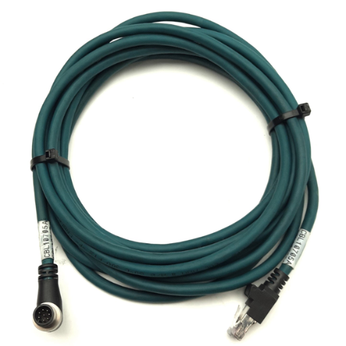 Used Cognex 185-0294R Right Angle Camera Ethernet Cable M12 8-Pin Male to Ethernet 5m