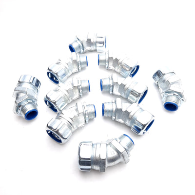 New Lot of 10 T&B 5342 Liquidtight Flexible Metal Conduit Connector 45°, 1/2in NPT