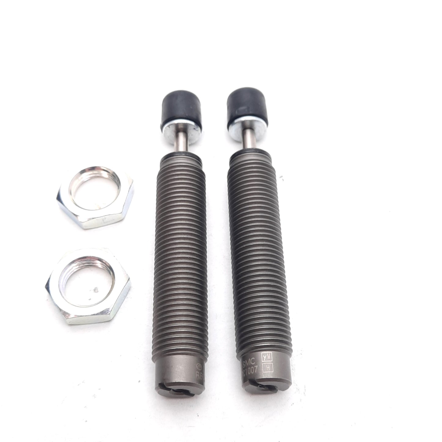 New Lot of 2 SMC RBC1007 Shock Absorber, M10x1.0 OD Thread, 7mm Stroke, 5.88J, 5m/s