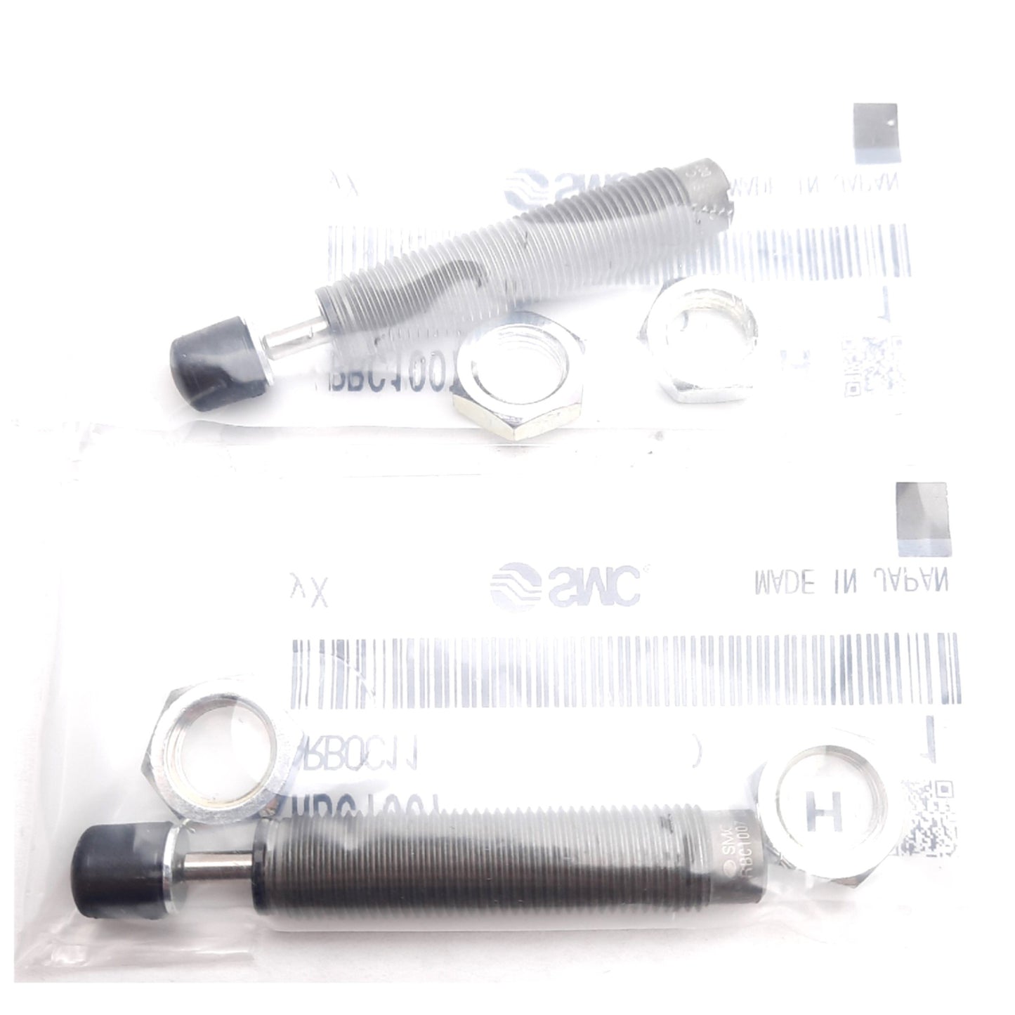 New Lot of 2 SMC RBC1007 Shock Absorber, M10x1.0 OD Thread, 7mm Stroke, 5.88J, 5m/s