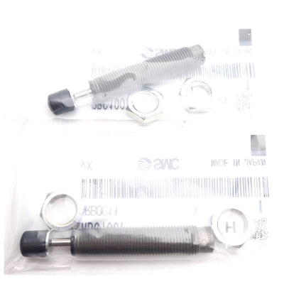 New Lot of 2 SMC RBC1007 Shock Absorber, M10x1.0 OD Thread, 7mm Stroke, 5.88J, 5m/s