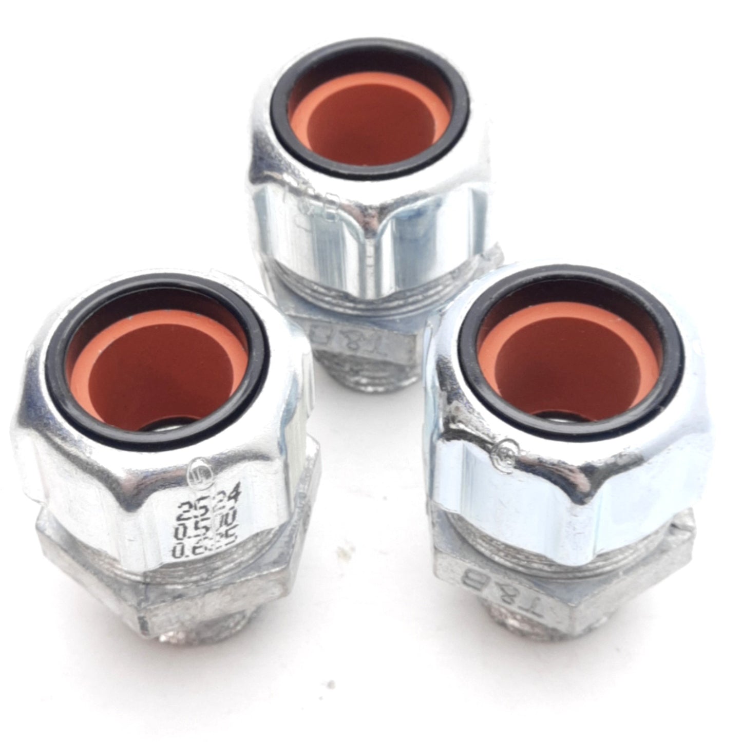 New – Open box Lot of 3 T&B 2524 Cable Gland Fitting, 1/2in NPT Male, 1/2in to 5/8in OD Cable