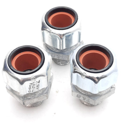 New – Open box Lot of 3 T&B 2524 Cable Gland Fitting, 1/2in NPT Male, 1/2in to 5/8in OD Cable