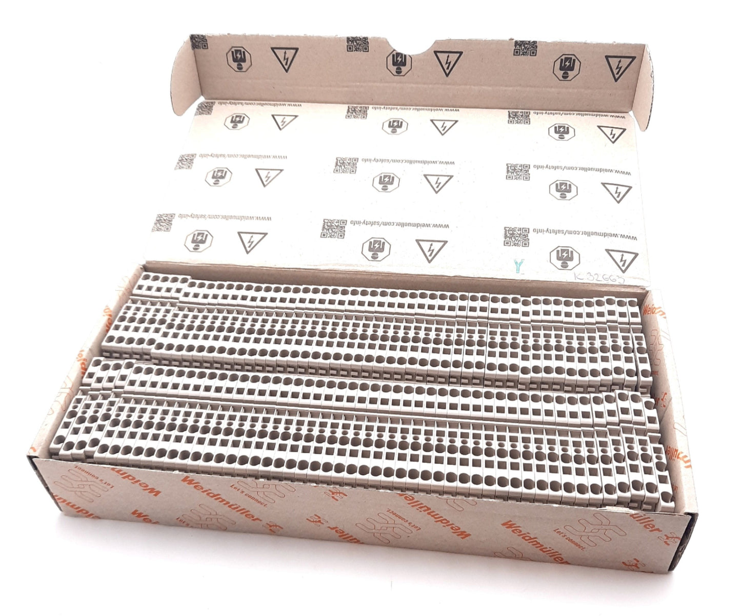 New Lot of 100 Weidmuller 1608540000 3 Position Terminal Block 600V, 27A, 26-12AWG