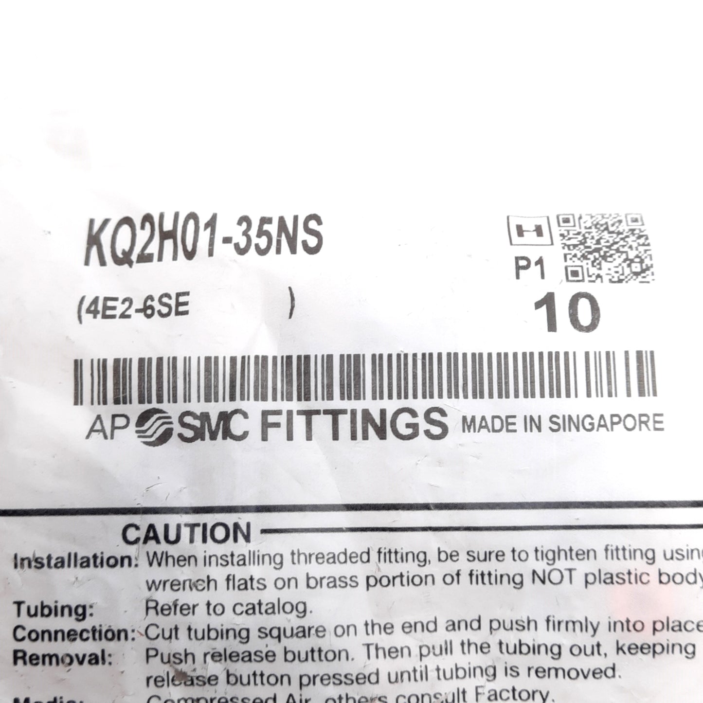 New Lot of 10 SMC KQ2H01-35NS Pneumatic Fitting, ø1/8in One-Touch, 1/4in NPT Male