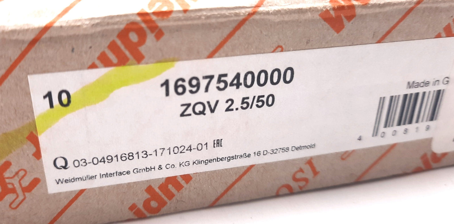 New Lot of 10 Weidmuller 1697540000 Plug In Bridges / Jumpers 50 Position 5.10mm