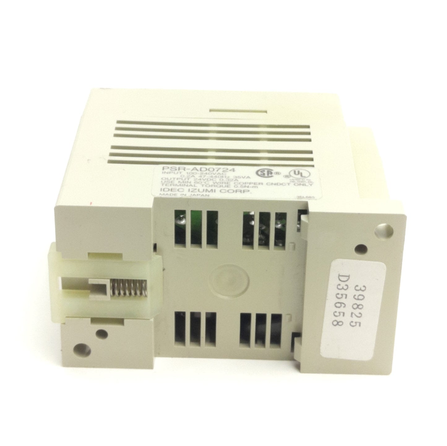 Used Idec Izumi PSR-AD0724 Power Supply 100-240VAC 0.2A In, 24VDC 0.32A Output