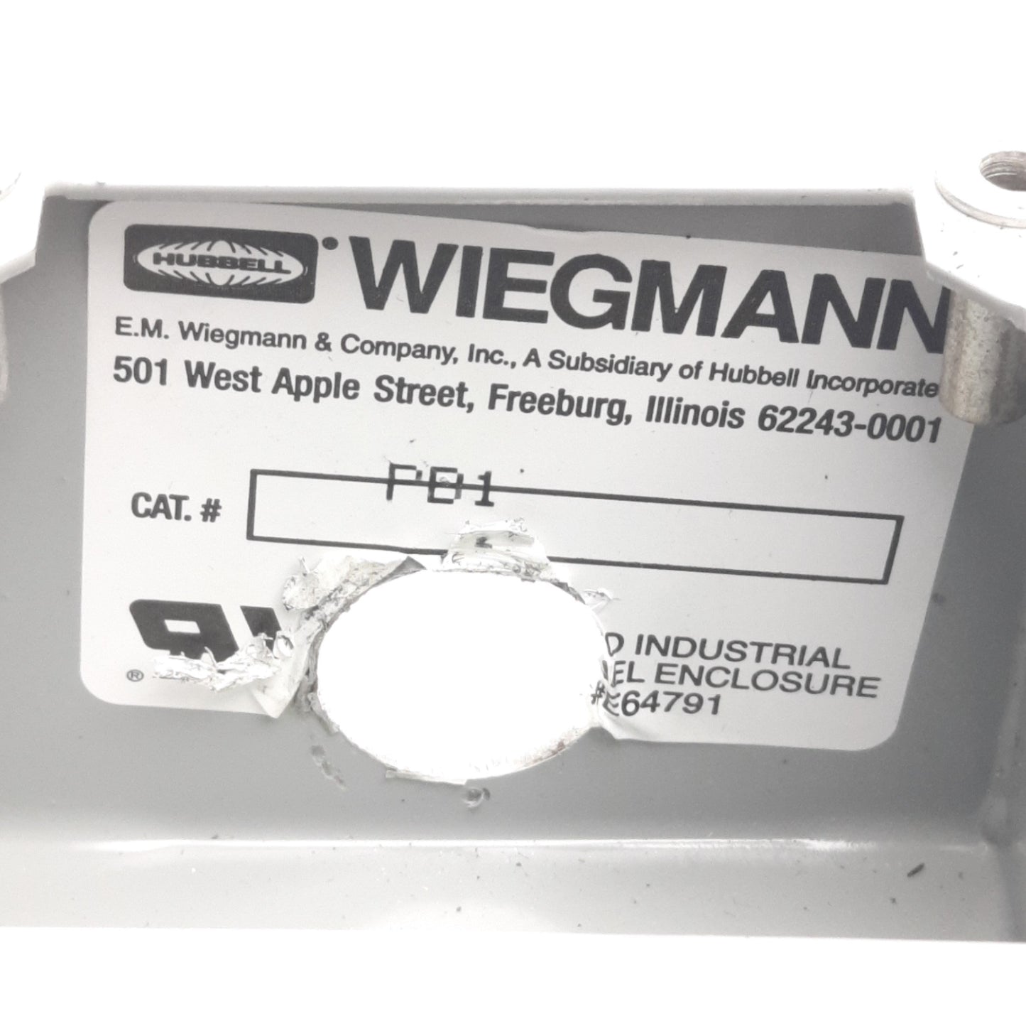 Used Wiegmann PB1 NEMA 12/13 Pushbutton Enclosure 3.5" x 3.25" x 2.75", Wall Mount
