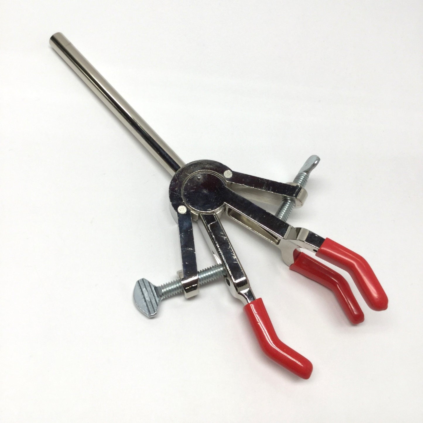 Used Ace Glass 11064-13 Lab Extension Clamp 3-Prong, Dual Adjustment, Rubber Coated