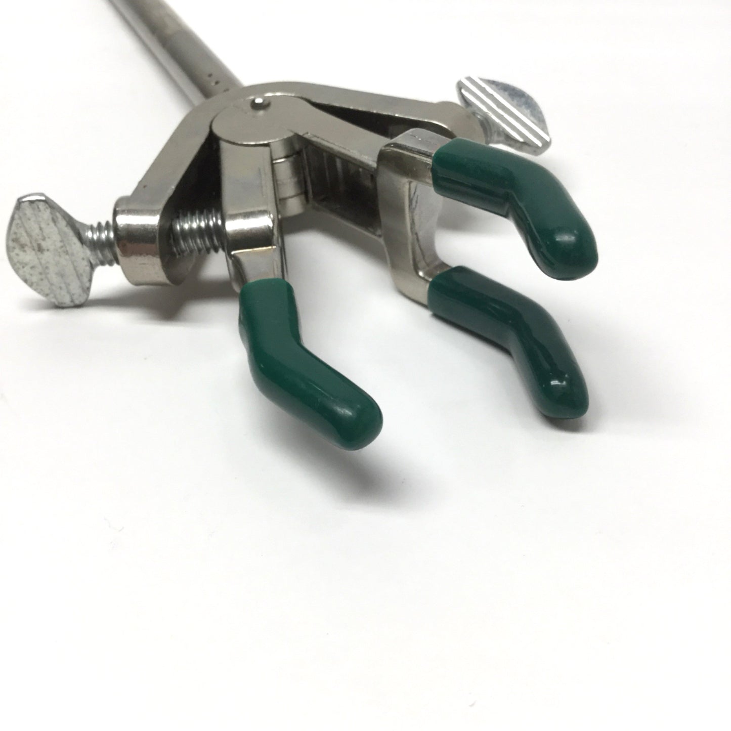 Used VWR Talon 21572-802 Lab Extension Clamp 3-Prong, Dual Adjustment, Rubber Coated