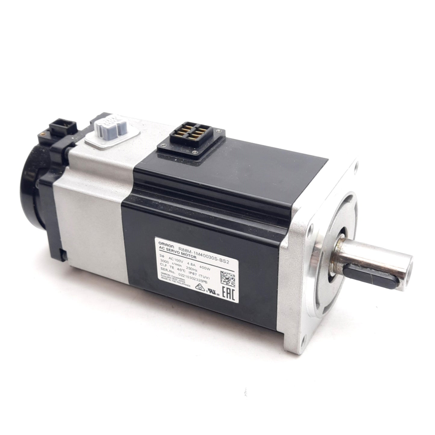 Used Omron R88M-1M40030S-BS2 AC Servo Motor 100VAC 4.8A 400W, Key/Tap, 23Bit Encoder