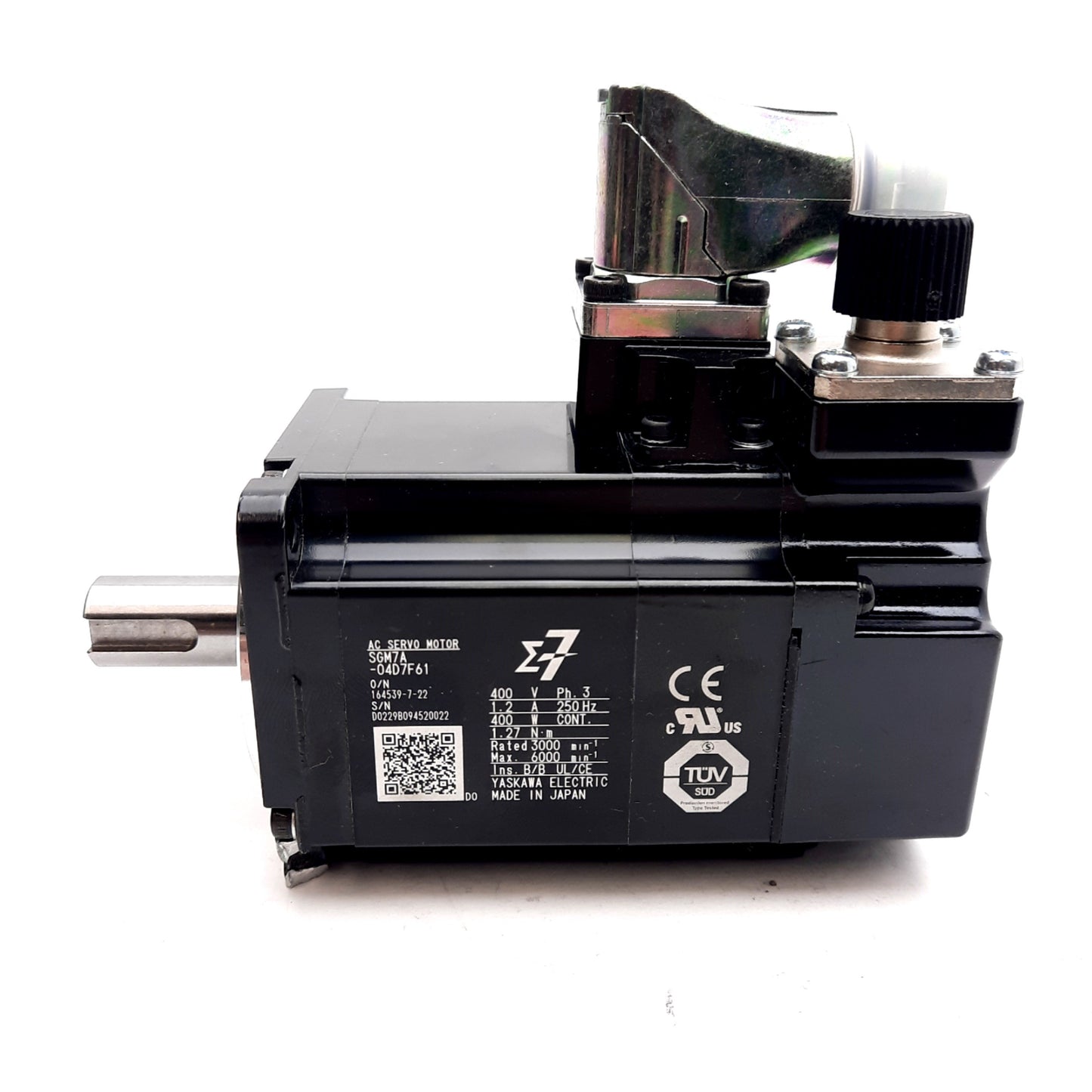 Used Yaskawa SGM7A-04D7F61 Servo Motor 400VAC 1.2A 400W 1.27Nm 6000rpm 24-Bit Encoder