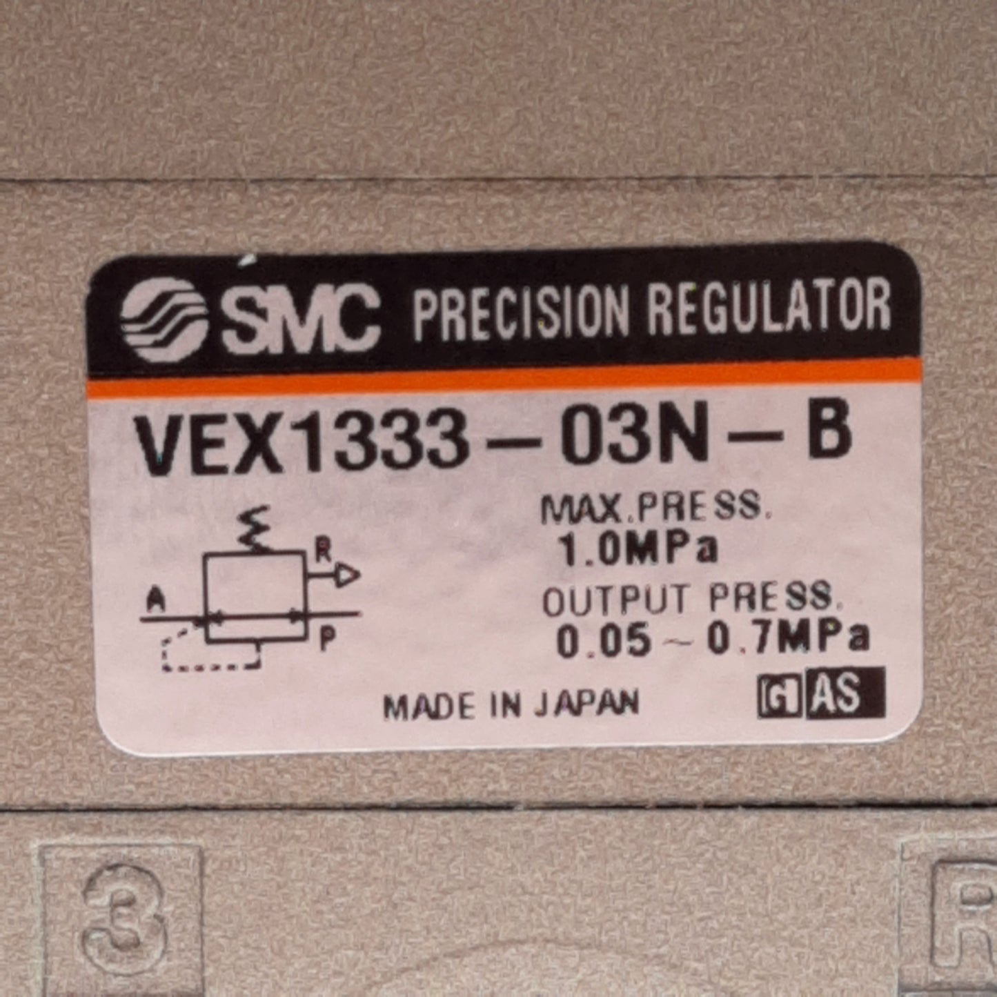 Used SMC VEX1333-03N-B Precision Regulator, 3/8in NPT Ports, 0.05-0.7MPa Output
