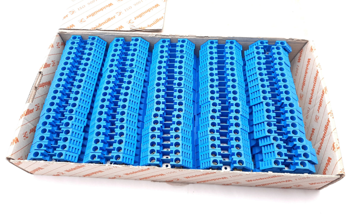 New Lot of 100 Weidmuller 1020280000 Feed Through Terminal Block 600V, 45A, 20-8AWG