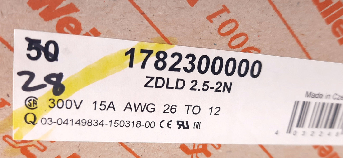 New Lot of 28 Weidmuller 1782300000 Feed Through Terminal Block 300V, 15A, 26-12AWG