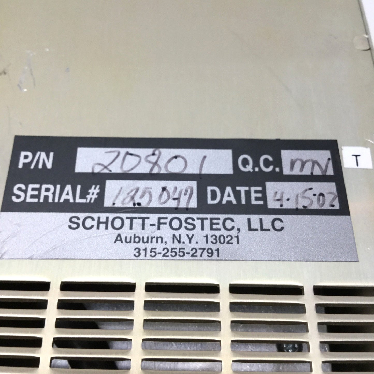 Used Schott-Fostec 20801 DCR III Fiber Optic Light Source, DDL Lamp, 150W, 90-250VAC