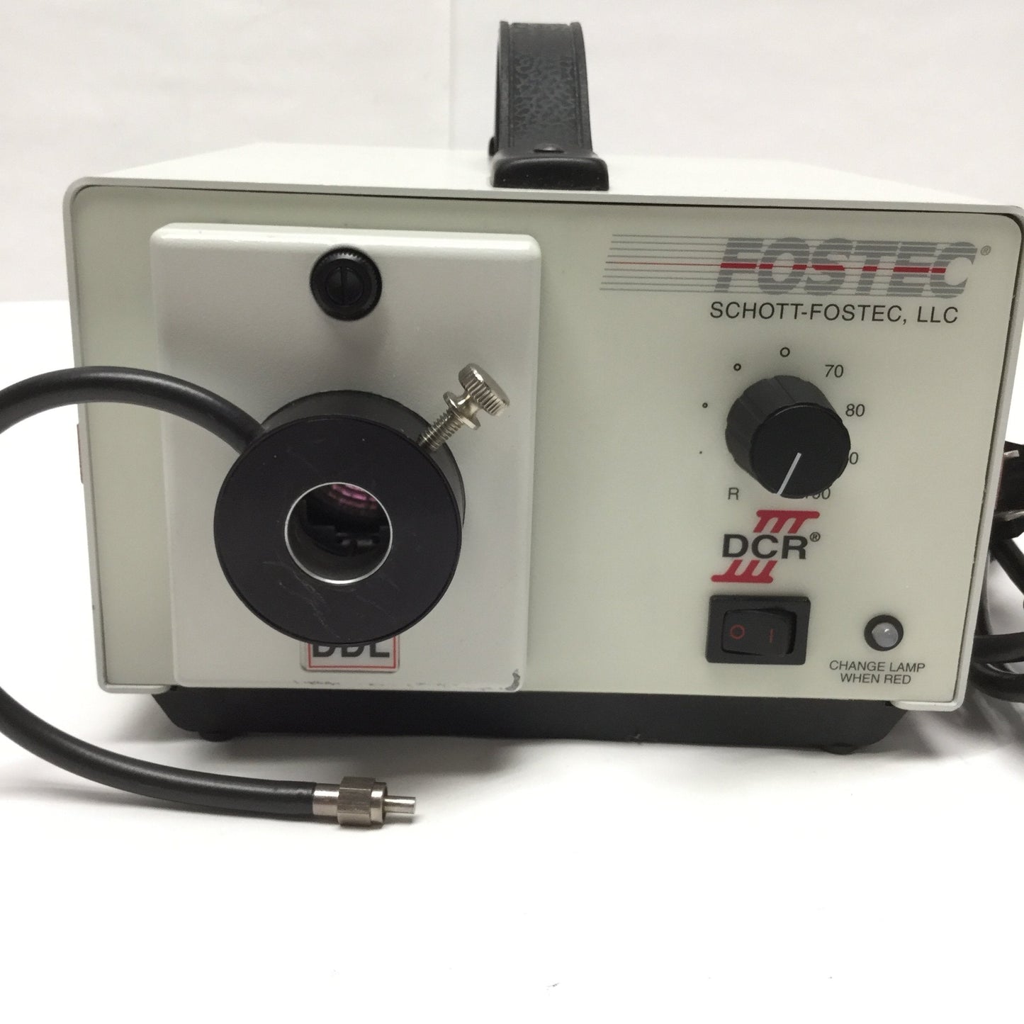Used Schott-Fostec 20801 DCR III Fiber Optic Light Source, DDL Lamp, 150W, 90-250VAC