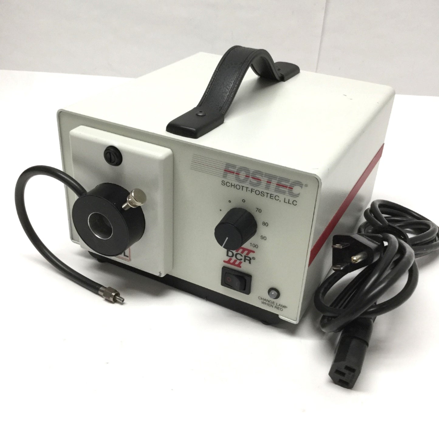 Used Schott-Fostec 20801 DCR III Fiber Optic Light Source, DDL Lamp, 150W, 90-250VAC