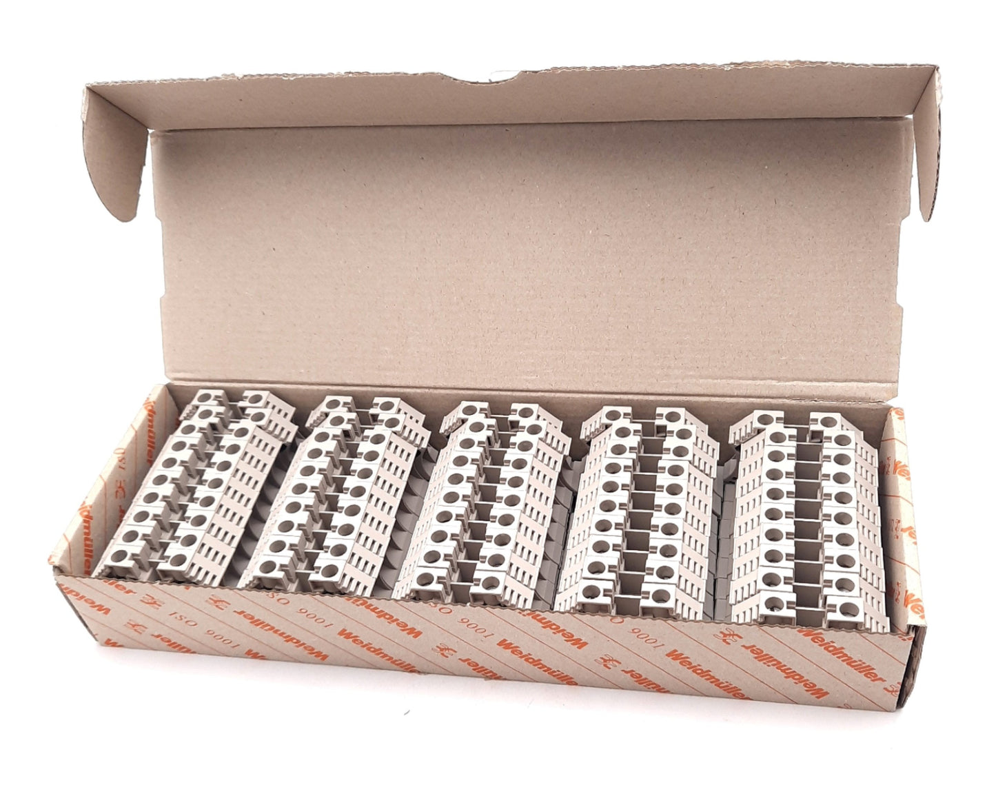 New Lot of 50 Weidmuller 1020300000 Feed Through Terminal Block 600V, 65A, 18-6AWG