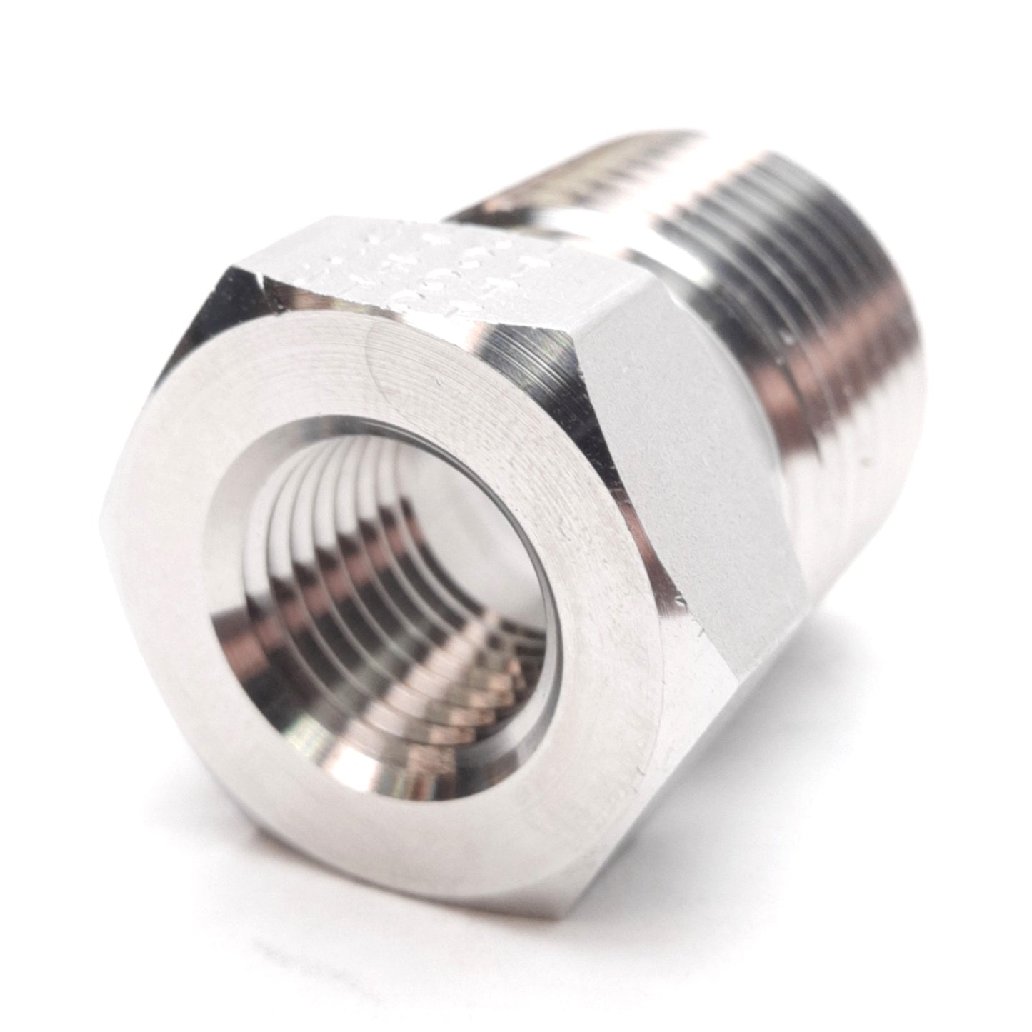 New – Open box Lot of 5 PMI PC-1/2 Stainless Steel Reducer Bushing, 1/4in NPT to 1/2in NPT Male