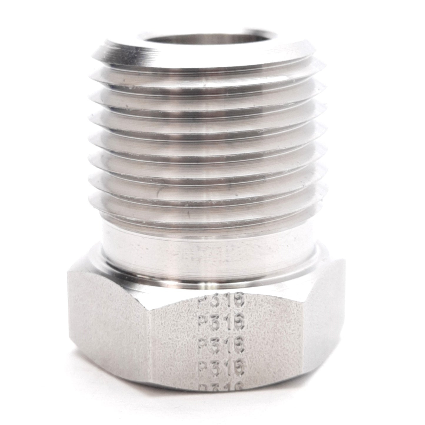 New – Open box Lot of 5 PMI PC-1/2 Stainless Steel Reducer Bushing, 1/4in NPT to 1/2in NPT Male