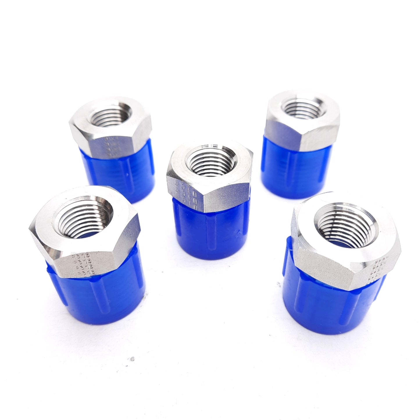 New – Open box Lot of 5 PMI PC-1/2 Stainless Steel Reducer Bushing, 1/4in NPT to 1/2in NPT Male