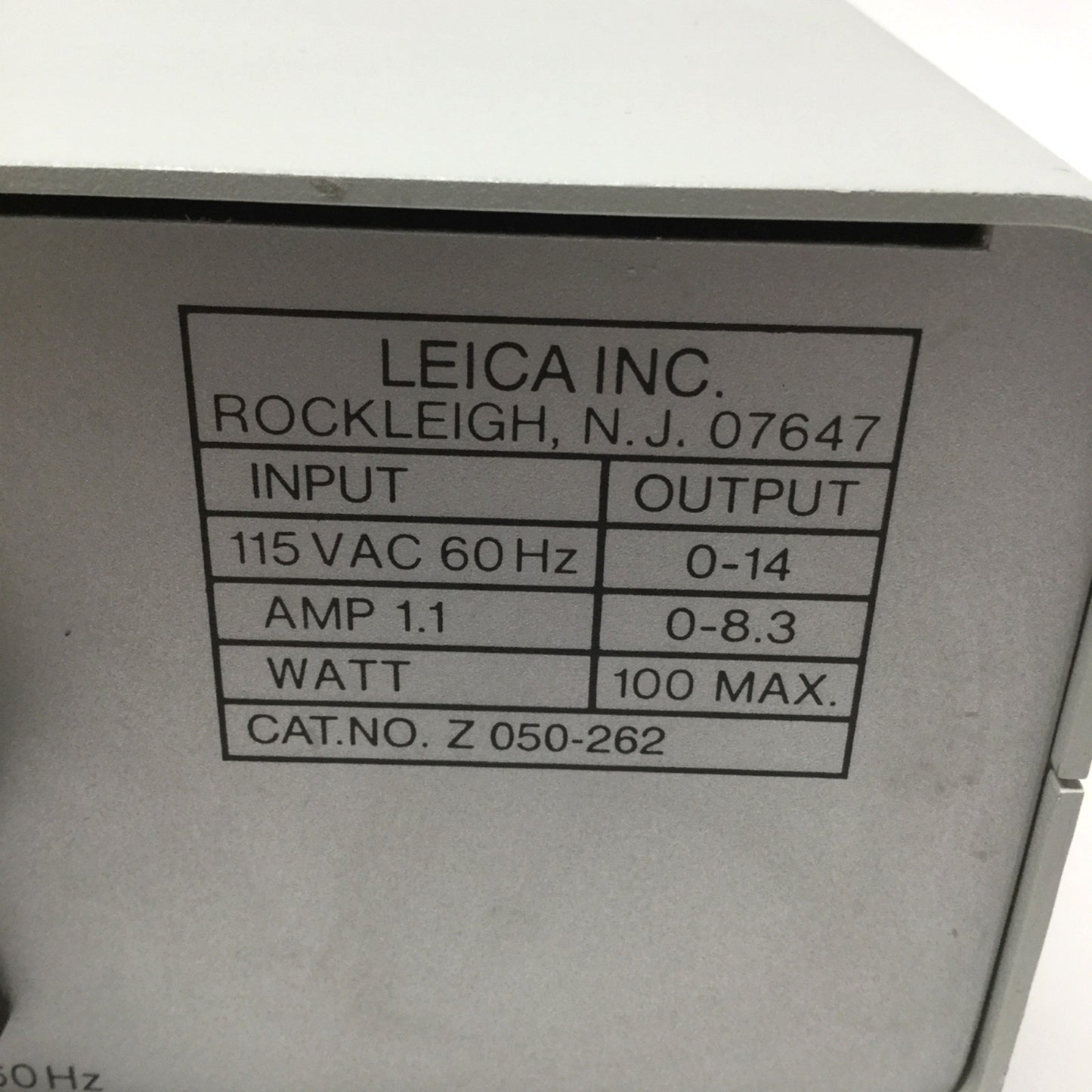 Used Leica Z050-262 Halogen Light Source Power Supply Transformer 100W 115VAC 60Hz