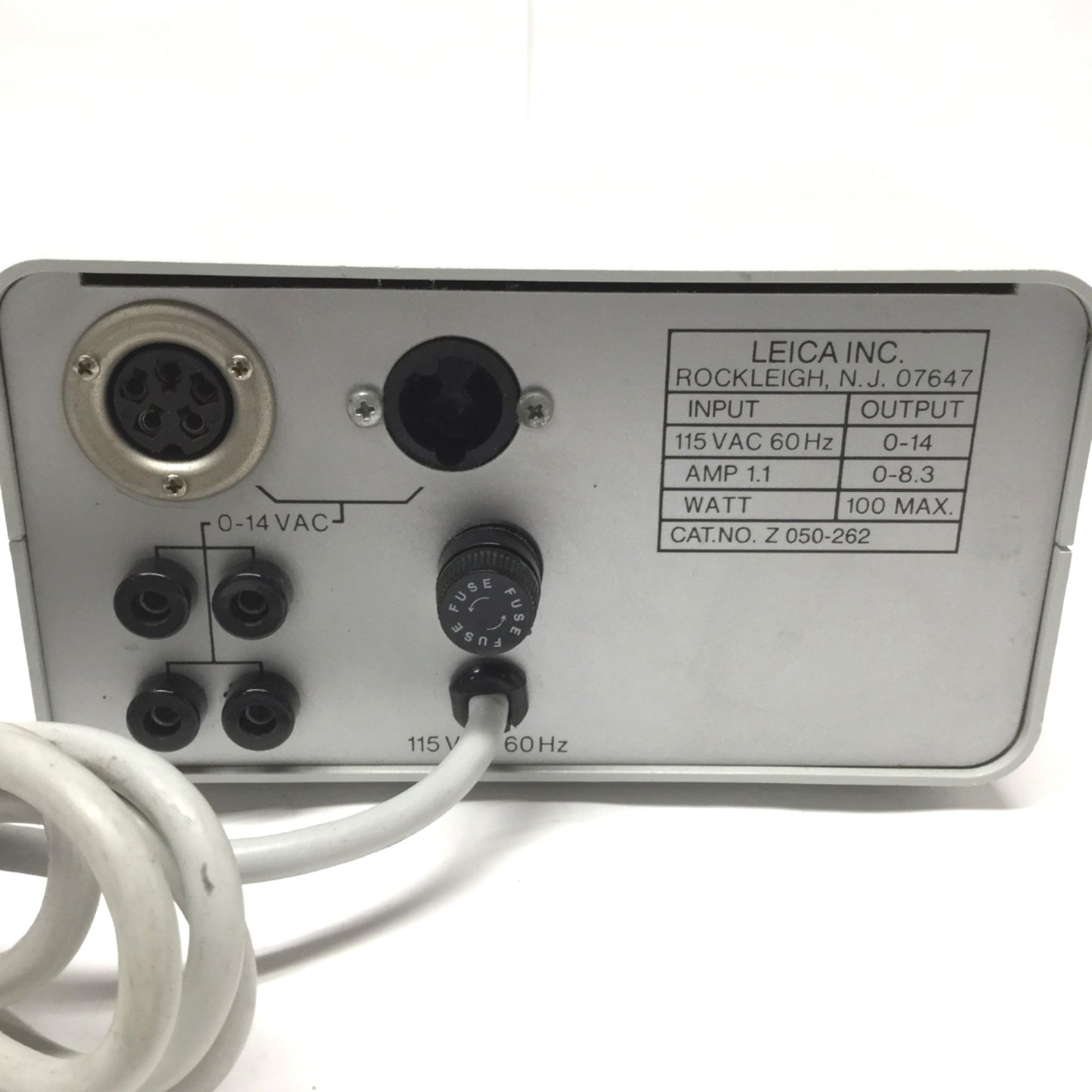 Used Leica Z050-262 Halogen Light Source Power Supply Transformer 100W 115VAC 60Hz