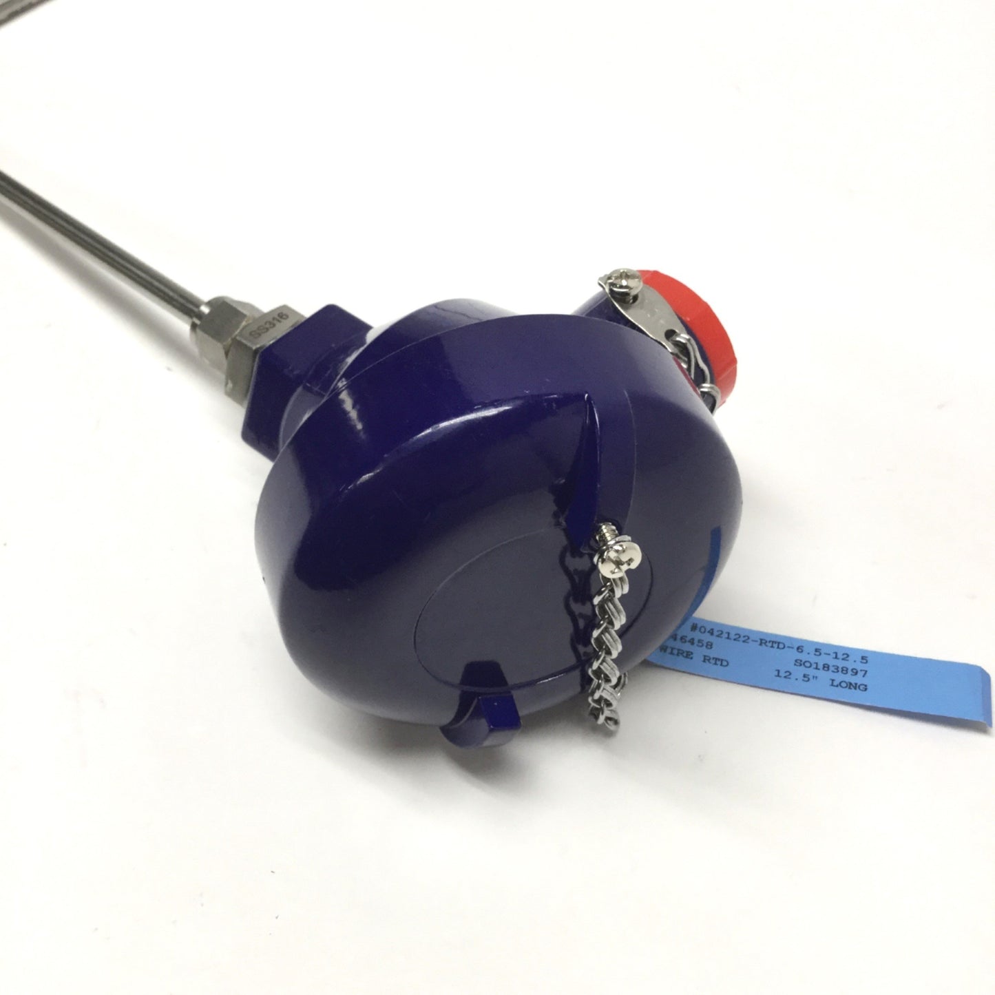 New – Open box RTD-6.5-12.5 3-Wire Pt100 RTD w/ Connection Head 90° 6.5" x 12.5", Ø1/4" Sheath