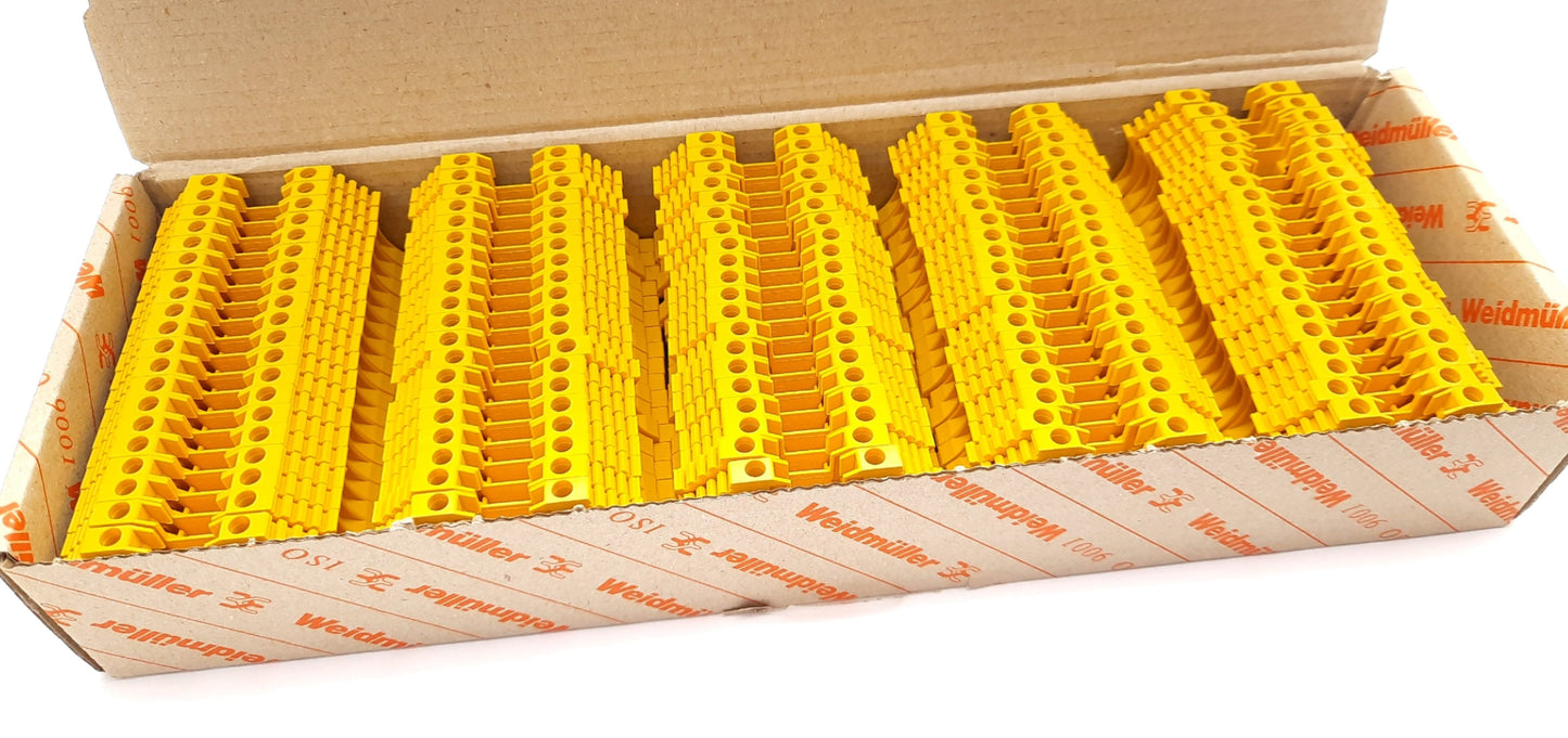 New – Open box Lot of 100 Weidmuller 1020020000 Feed Through Terminal Block 600V, 25A, 30-12AWG