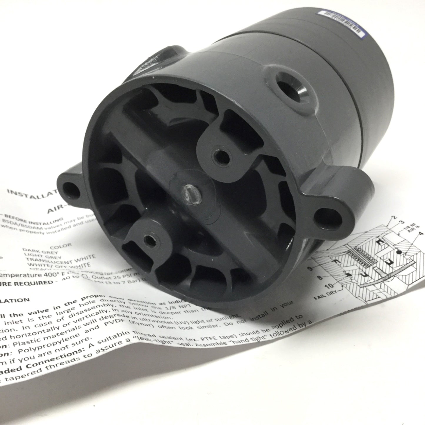 New – Open box Plast-O-Matic BSDAM100T-NC-PV Diaphragm Shut-Off Valve, Air-to-Open, PTFE Seals