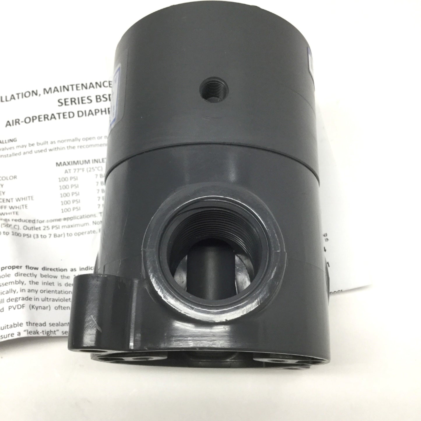 New – Open box Plast-O-Matic BSDAM100T-NC-PV Diaphragm Shut-Off Valve, Air-to-Open, PTFE Seals