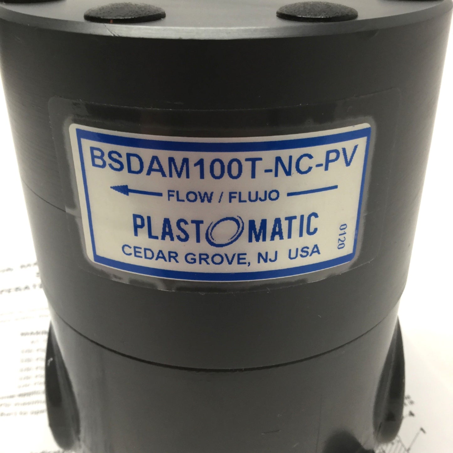 New – Open box Plast-O-Matic BSDAM100T-NC-PV Diaphragm Shut-Off Valve, Air-to-Open, PTFE Seals