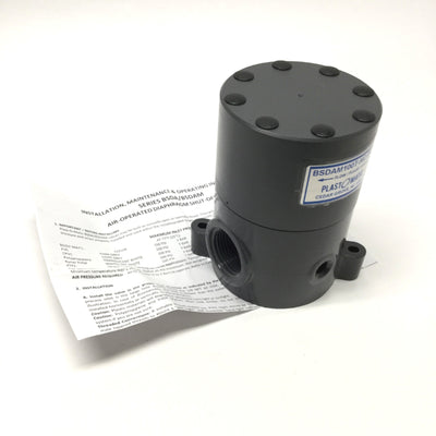 New – Open box Plast-O-Matic BSDAM100T-NC-PV Diaphragm Shut-Off Valve, Air-to-Open, PTFE Seals