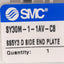 New SMC SY30M-1-1AV-C8 D-Side Manifold End Plate, Internal Pilot, ø8mm One-Touch