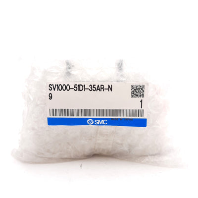 New SMC SV1000-51D1-35AR-N9 D-Side End Block, ø5/16in One-Touch, 20-Pin Ribbon Cable
