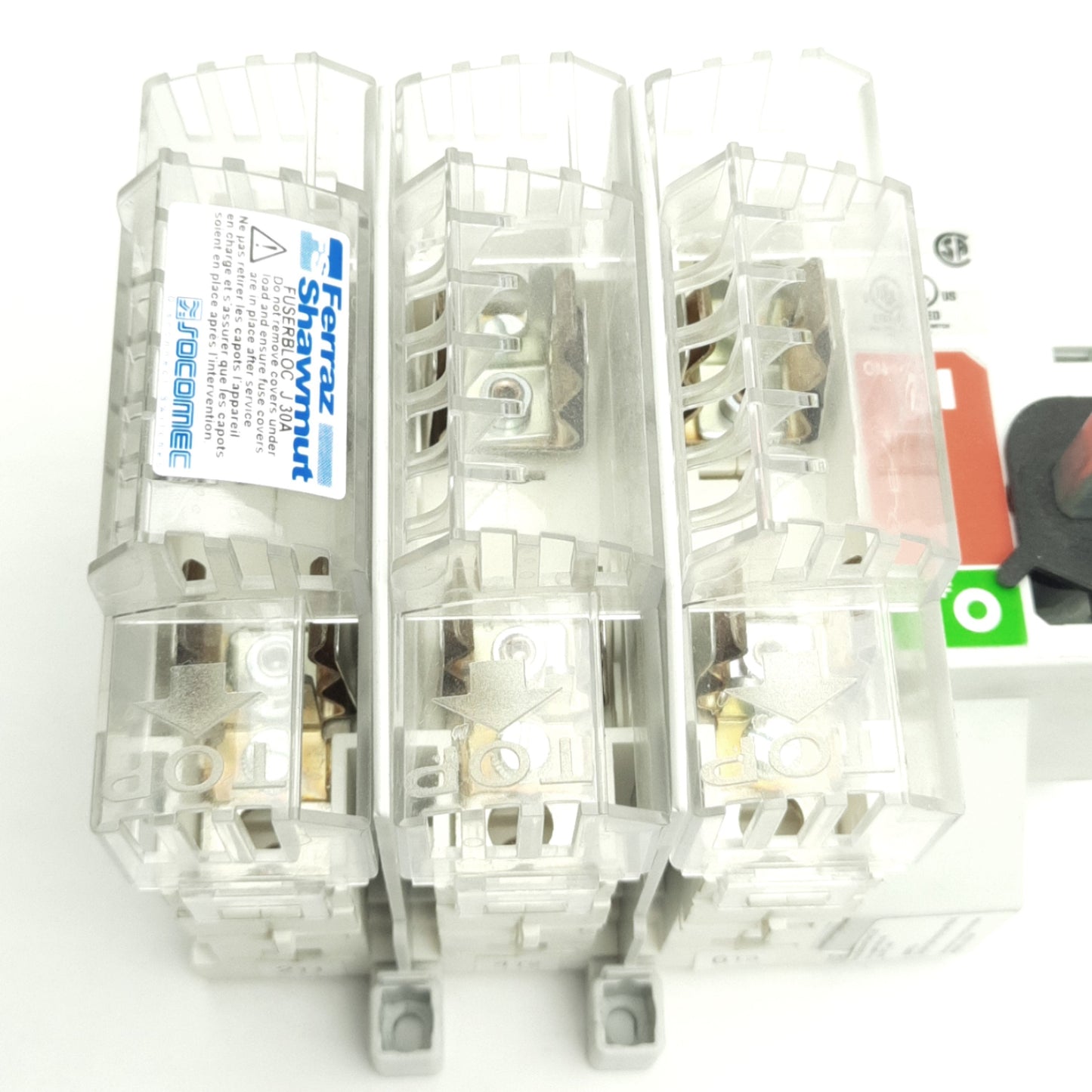Used Ferraz Shawmut FBJ30 Disconnect Switch 3-Poles, 30A, 600V AC, 250V DC Max