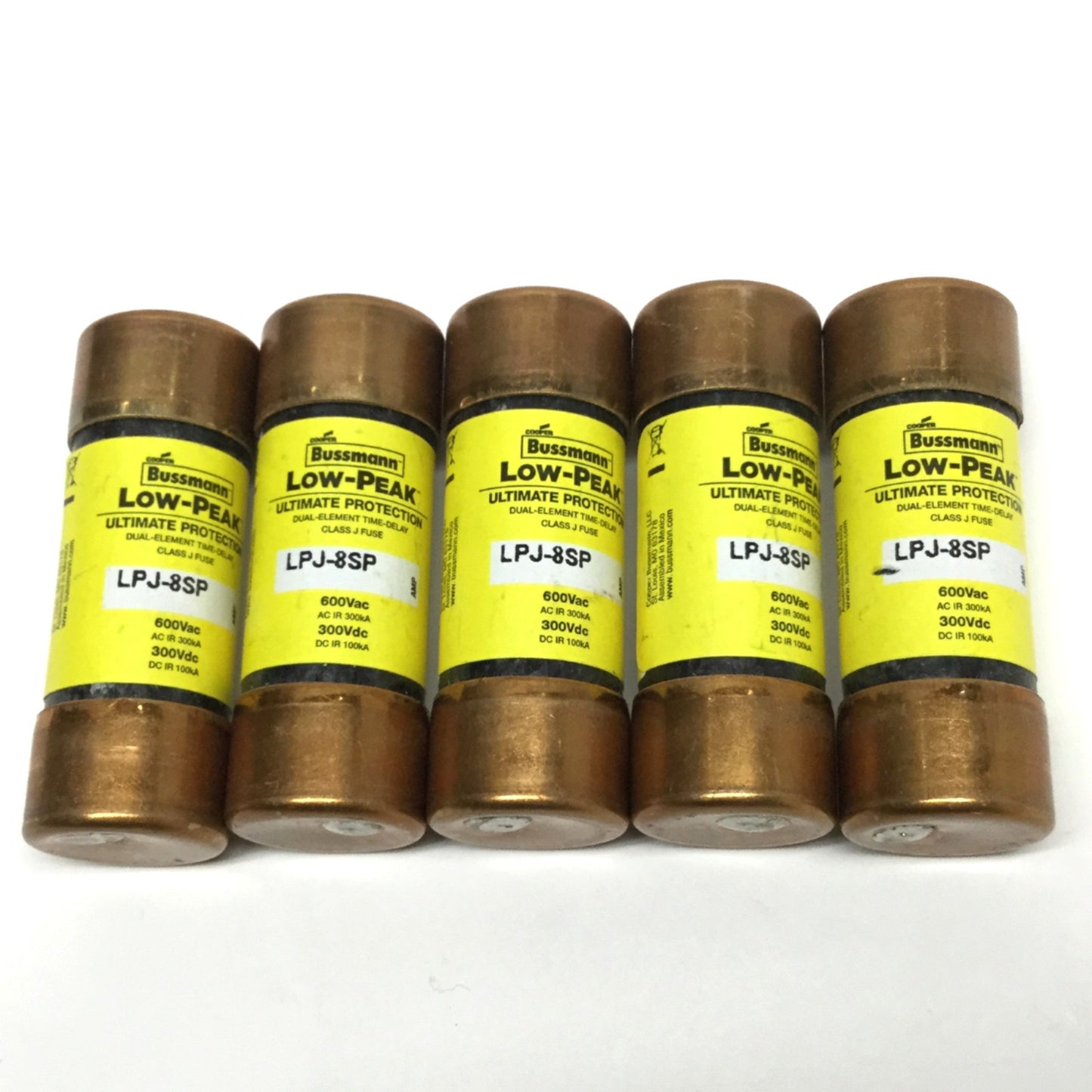 Used Lot of 5 Buss LPJ-9SP Low-Peak Dual Element Time Delay Fuse 600VAC 9A Class J