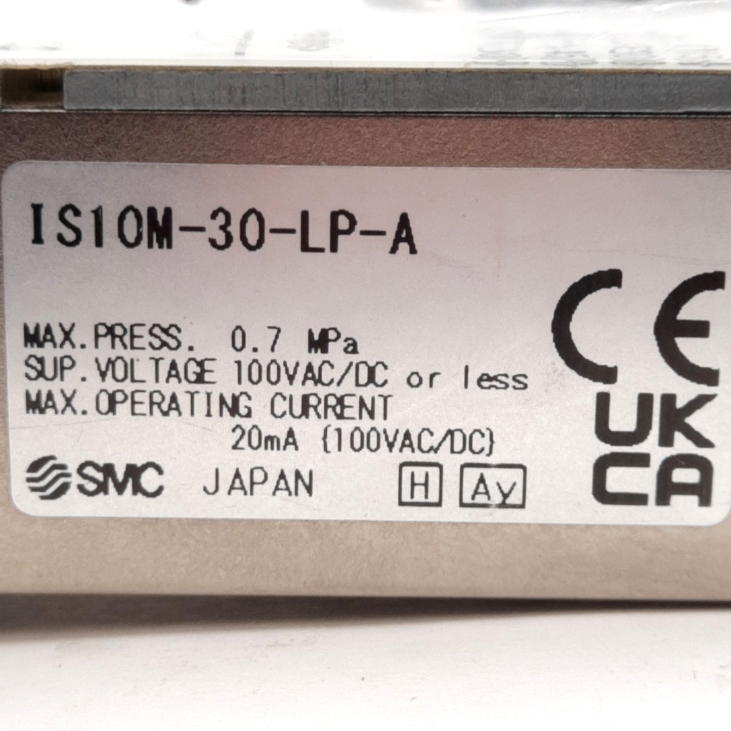Used SMC IS10M-30-LP-A Pressure Switch, 0.7MPa, 100VAC/DC Supply 20mA, 1.7m Lead