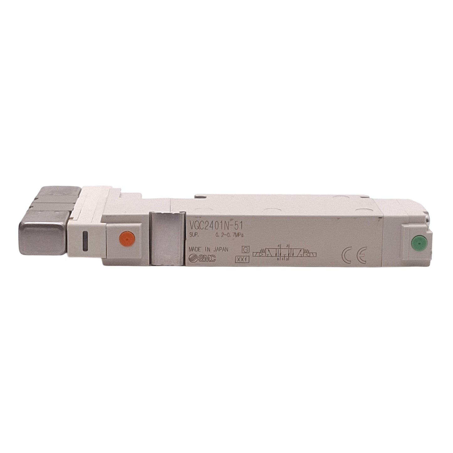 Used SMC VQC2401N-51 Solenoid Valve, 3-Position Exhaust Center, 0.7MPa, 24VDC Coil