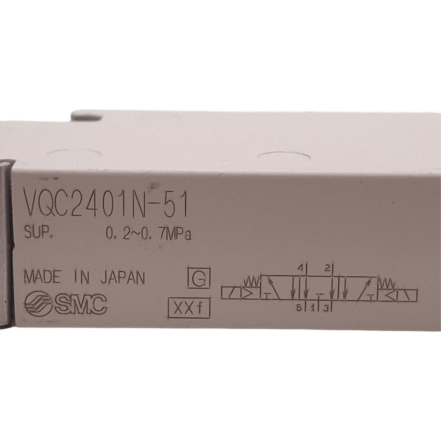 Used SMC VQC2401N-51 Solenoid Valve, 3-Position Exhaust Center, 0.7MPa, 24VDC Coil
