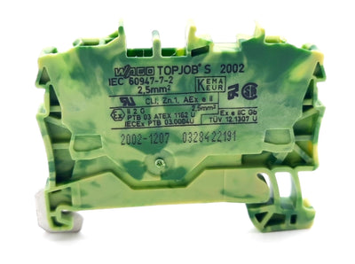 New – Open box Lot of 10 Wago 2002-1207 Grounding Terminal Blocks 2 position Single Level