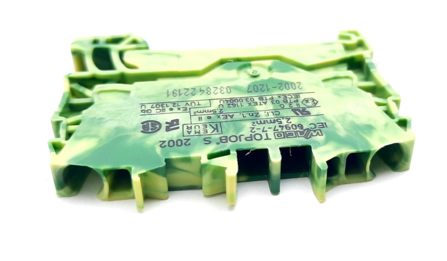 New – Open box Lot of 10 Wago 2002-1207 Grounding Terminal Blocks 2 position Single Level