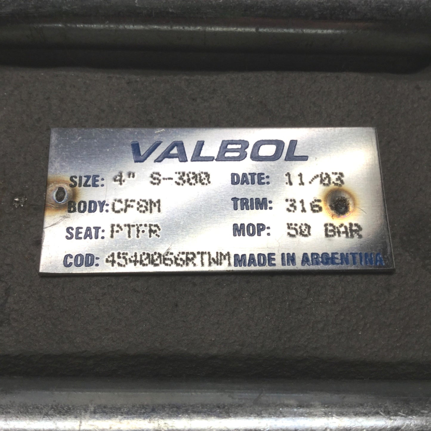New – Open box Valbol 4540066RTWM Stainless Steel Three-Piece Ball Valve, 725psi, 4" Butt Weld