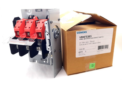 New Siemens VBNFS363 Panel Mount Disconnect Switch 600VAC, 600VDC, 100A, 3 Phase